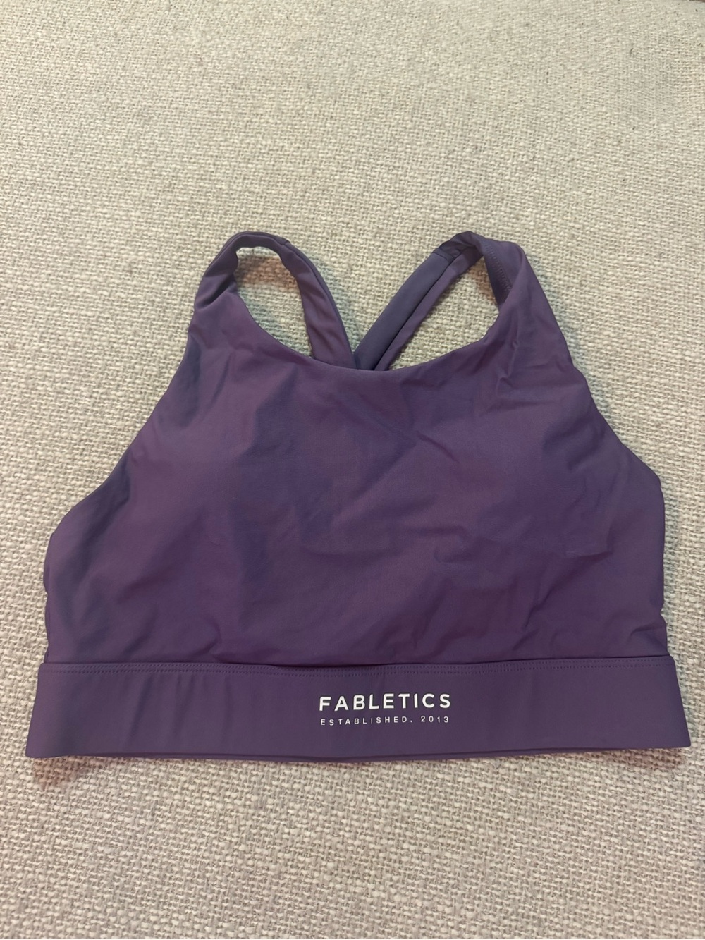 Fabletics Deep Purple High-Neck Crossback Sports Bra